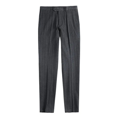 High Quality Fashion Striped Casual Men's Suit Pants 2026 New Business Office Social Wedding Slim Fit Trousers Oversized Size