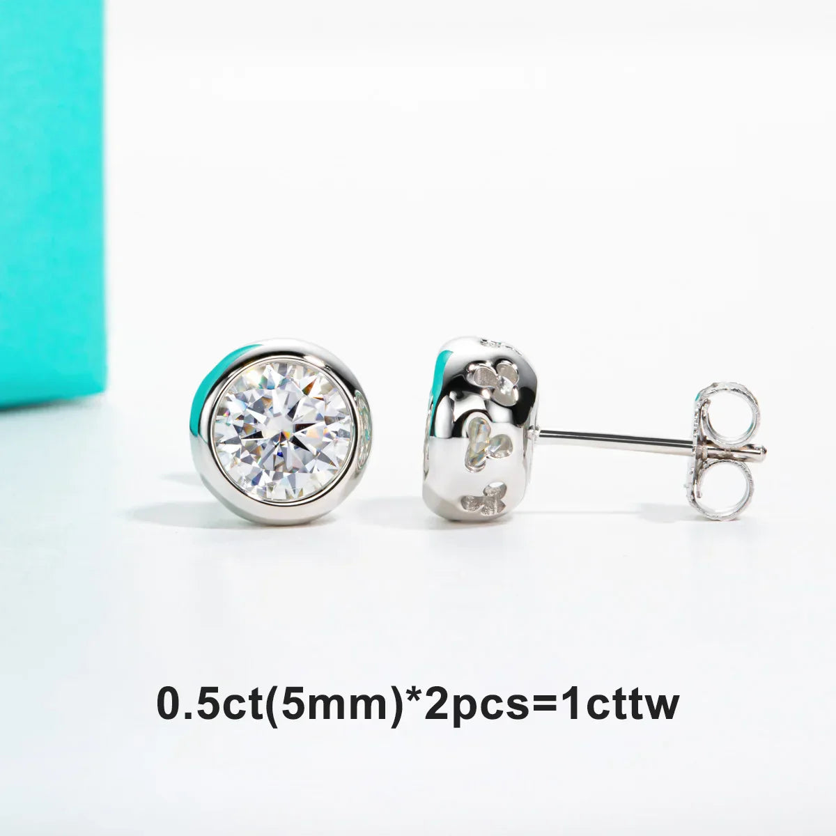 D Color Moissanite Bezel Stud Earrings 18K Gold Plated Pendant Necklace 925 Sterling Silver Jewelry Set Customs Jewelry