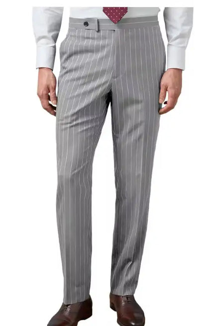 New Men's Suit Pants Haute Couture Grey Striped Slim Fit Business Formal Casual Suit Pant Groom's Dress Pants Office Banquet