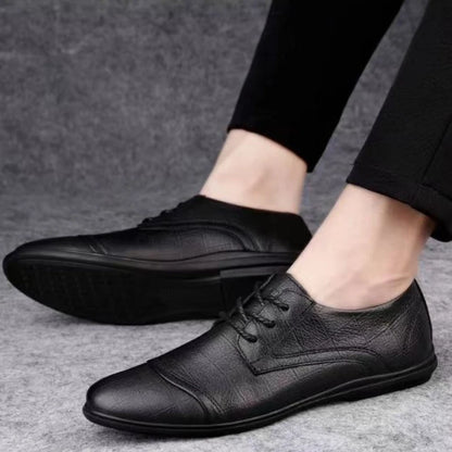 Pointed Toe Black Soft Men's Leather Shoes Comfortable Low Price Summer Male Casual Shoe Retro Elegant Designer Social Footwear