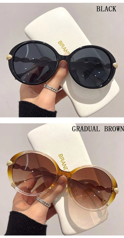 Round Sunglasses Women 2023 Oversized Luxury Fashion Glasses  Vintage Shades Retro Lunette De Soleil Femme Gafas De Sol Mujer