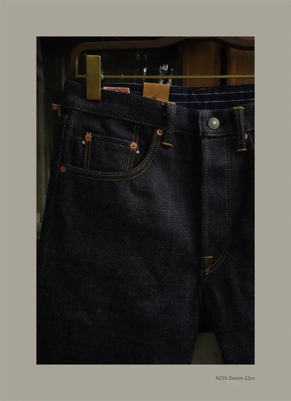 22oz Heavyweight Selvage Denim Jeans Rigid Straight Fit Pants Lot N235
