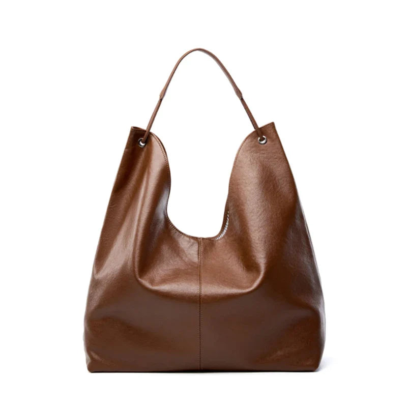 Luxury Genuine Leather Handbags Large Slouchy Hobo Shoulder Bags For Women Cowhide Shopping Tote Business Work Purses