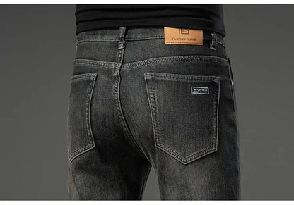 High Quality Winter Jeans New Casual Straight Tube with Fleece Thickening Loose Outside Warm Long Pants Streetwear Men