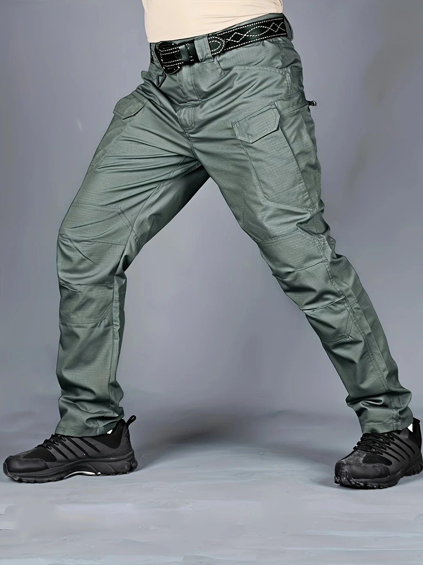 Plus Size Men's Thin Cargo Pants With Side Pockets For Spring Summer Tactical Oversized Loose Punk Pants Big And Tall Guys