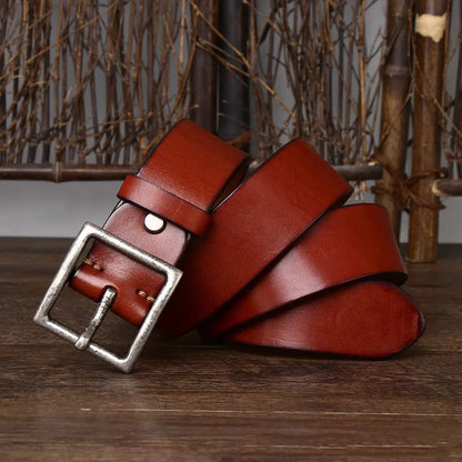 4.3CM Thickening Pure Cowhide High Quality Genuine Leather Belts for Men Brand Strap Male Copper Buckle Jeans Cowboy luxury