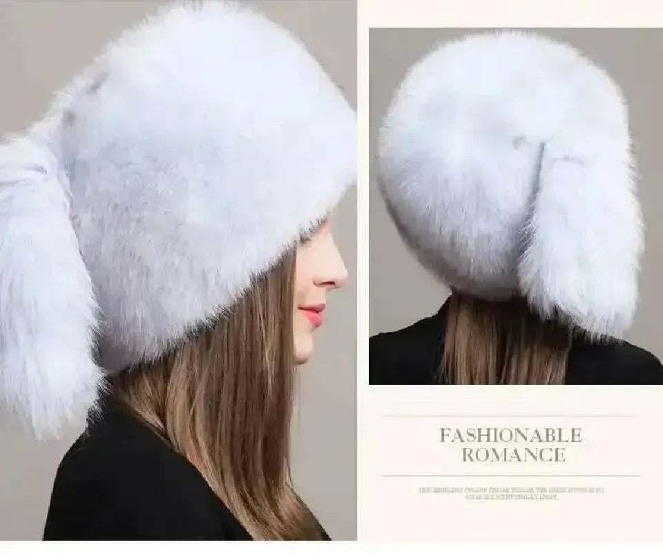 Real Fox Fur Hat For Women Winter Ear Protection Genuine Fur Hat Russian Natural Fur Bomber Hat Outdoor Thicken Warm Fur Caps