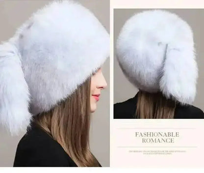 Real Fox Fur Hat For Women Winter Ear Protection Genuine Fur Hat Russian Natural Fur Bomber Hat Outdoor Thicken Warm Fur Caps