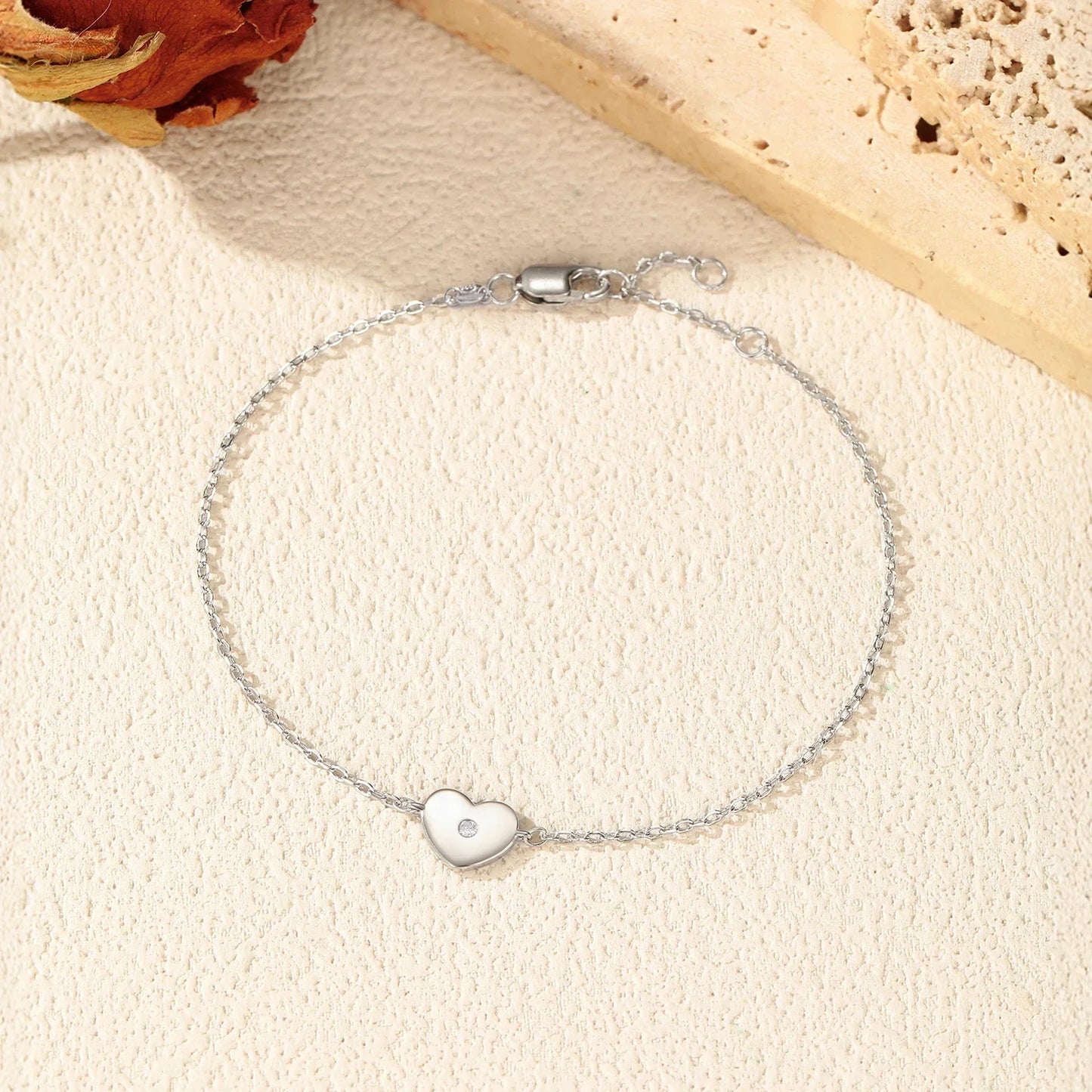 D Color Moissanite Bracelet 925 Sterling Silver Simple Heart Daily Link Chain Bracelet For Women Fine Jewelry With Box
