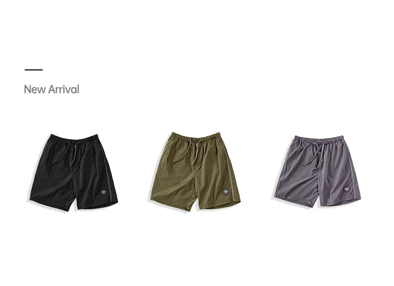 Outdoor Men's Quick-Dry Shorts Lightweight Casual Elastic Waist Drawstring Shorts Loose Fit Running Contrast Summer Shorts