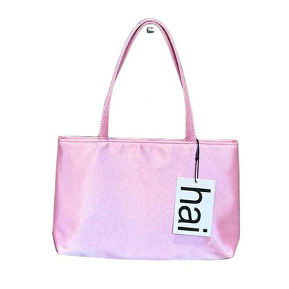 Luxury Premium Designer Elegant Womens Silk Satin Small Tote Solid Color Shoulder Underarm Purse Versatile Fashion Commuting Bag