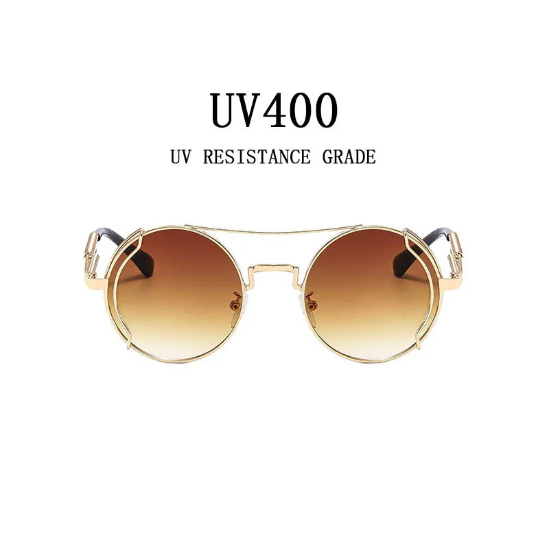 Punk Sunglasses For Men Designer Vintage Round Steampunk Fashion Glasses Retro Sunglasses Women 2024 Gafas De Sol Hombre Lunette