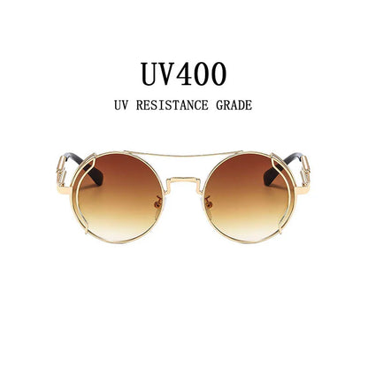 Punk Sunglasses For Men Designer Vintage Round Steampunk Fashion Glasses Retro Sunglasses Women 2024 Gafas De Sol Hombre Lunette