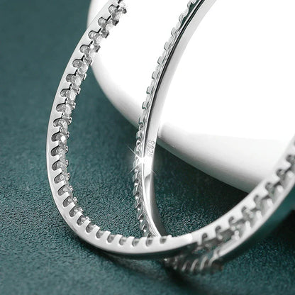 2.88/6.5cttw Full Moissanite Hoop Earrings for Women Big Size 2.5mm Stone Sparkling Diamond Earing Silver 925 Jewelry GRA