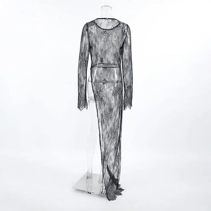 Evening Party Dress Lace Dress High Street Style Black Black Lace Dress Brand New Condition Fashion All-match Dress