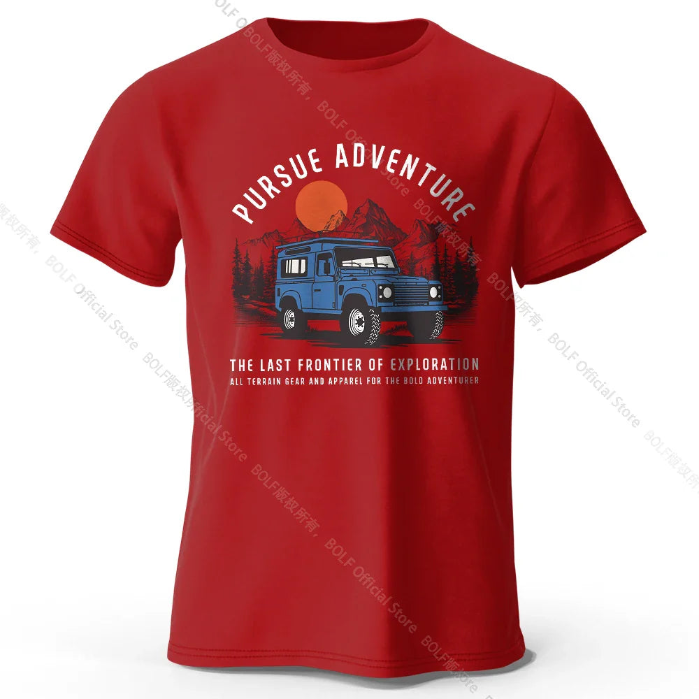 Wilderness Explorer Vintage Medal Printed Unisex Men Women T-Shirt Tees Tops 100% Cotton Topographic Graphic Bushcraft Wear