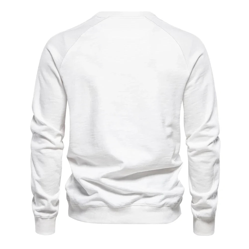 Brand Quality Mens Cotton Blend Crew Neck Sweatshirt Casual Sport Pullover Solid Embroidery Sweatshirts for Men