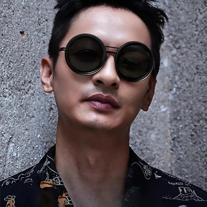 Cycling Polarized ND9 Adjustable Dimming Sun Glasses Men Women Round Sunglasses Retro Punk Men's Fishing Eyeglasses Shades UV400