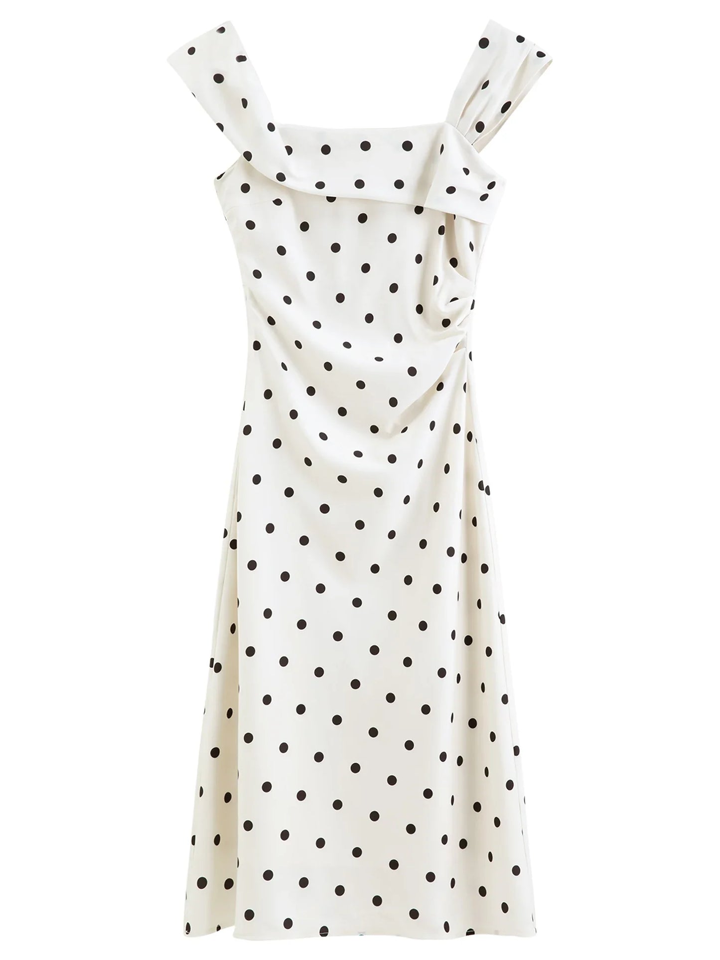 Women's 2026 Summer New French Vintage Polka Dot One-Shoulder Waist Dress Elegant High Waist A-Line Slim Fit Date Dress