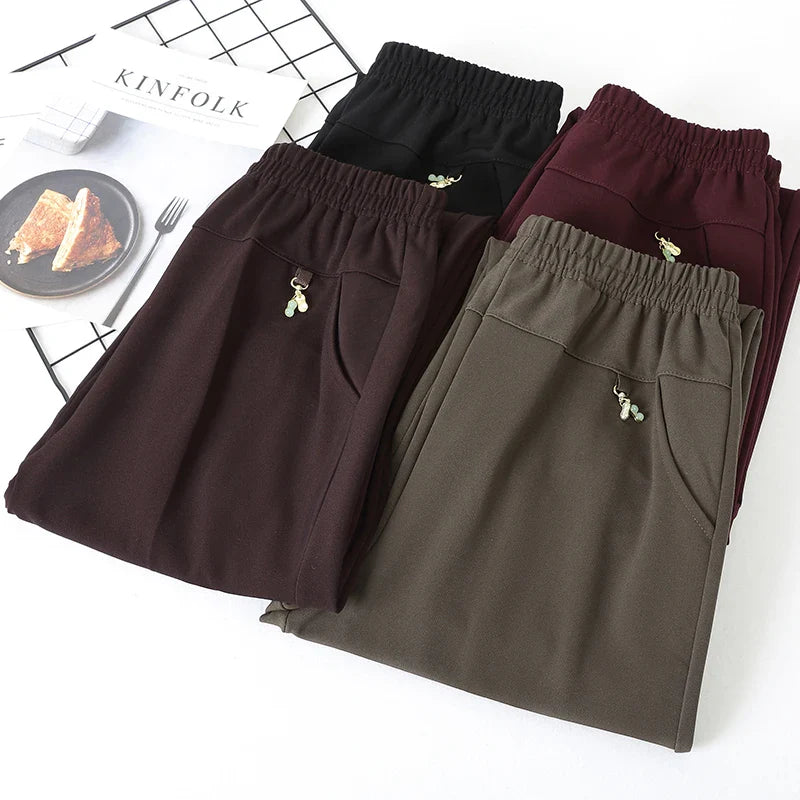 2025 Autumn Fashion Pants Brand Elastic Waist Size Women's Plus Size Thin Pants Casual Office Outdoor Pants