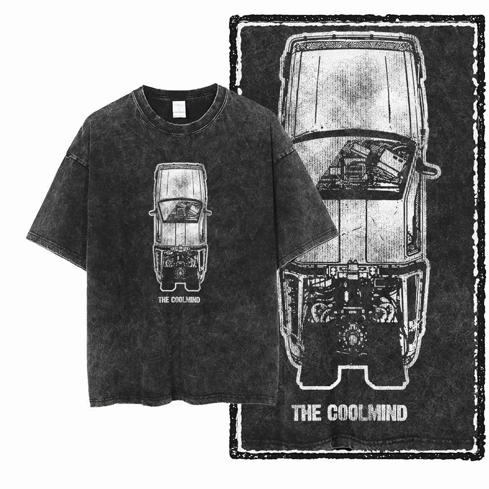 G58 Acid Washed Black Cotton Vintage Creative  Graphic Men T-shirt |  Streetwear Big Size Cool O-neck men's Tee Tshirt