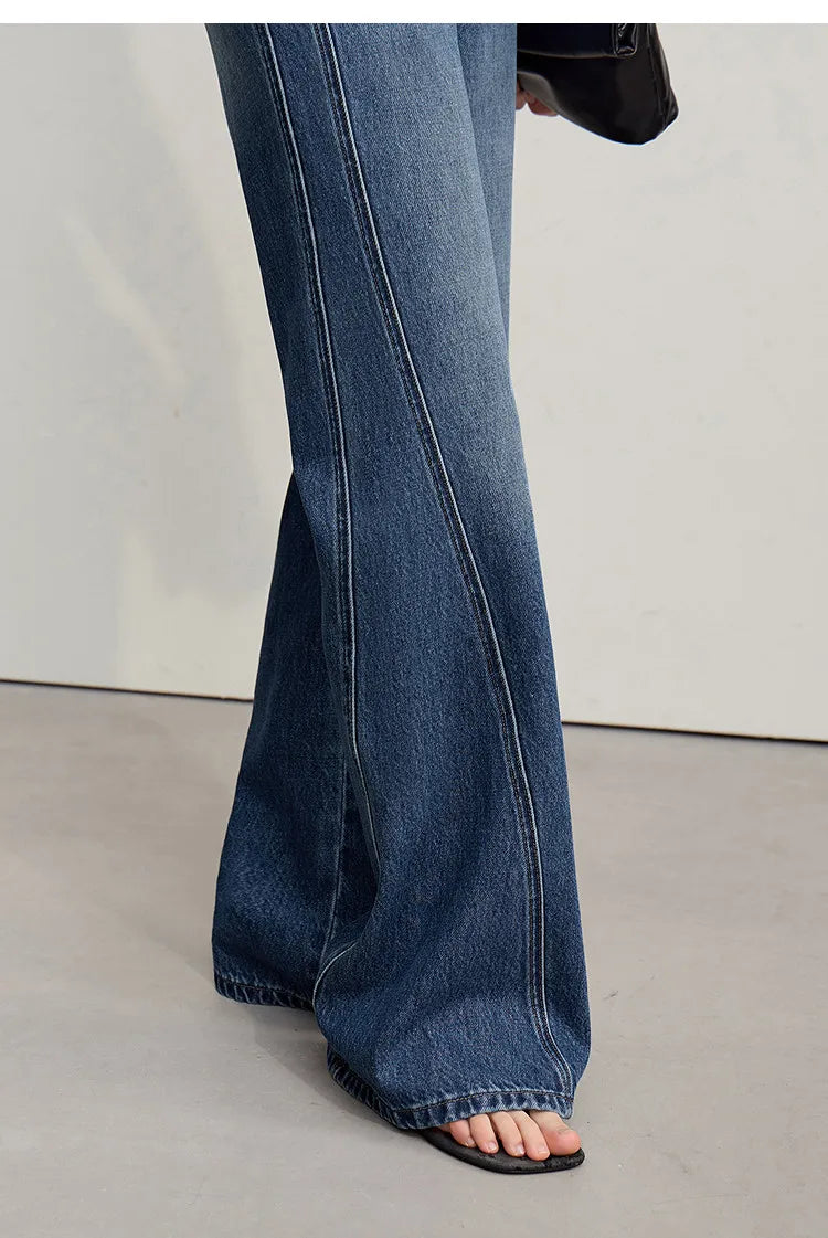 Women's Jeans 2026 Spring New Casual Cotton Denim Flared Long Pants Retro Loose Commuter Versatile Woman Trousers 12651025