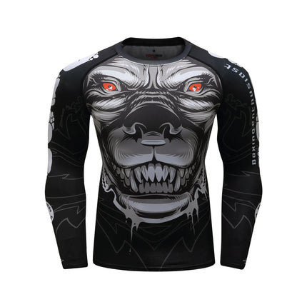 Men's Jiu Jitsu Kimono Rashguard MMA T-shirt Animal Print Compression Shirts Sport Tops Bjj Kickboxing Muay Thai Sport Boxing