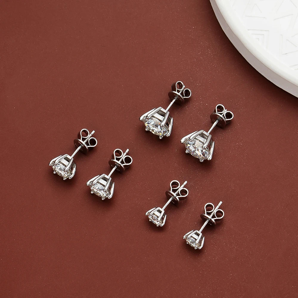 Moissanite Stud Earrings D Color 0.5-2 Carat 925 Sterling Silver Gold Plated Moissanite Earrings For Women Wedding Party