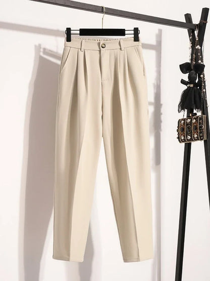 Plus Size Pants Woman 2026 Spring Autumn New Arrival High Waist Suit Pants High Quality Korean Style Straight Trousers