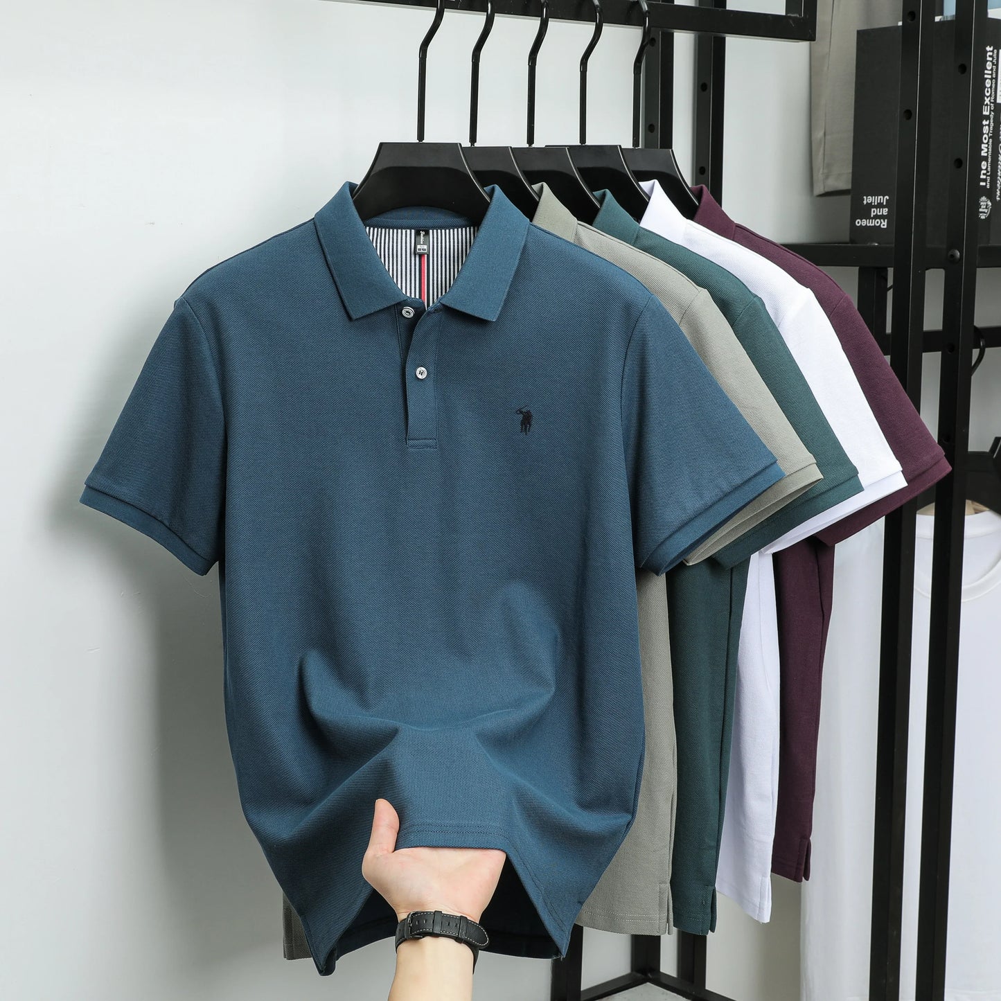 100%cotton luxury men's classic pony embroidery comfortable polo shirt fashionable summer new top breathable short sleeved shirt