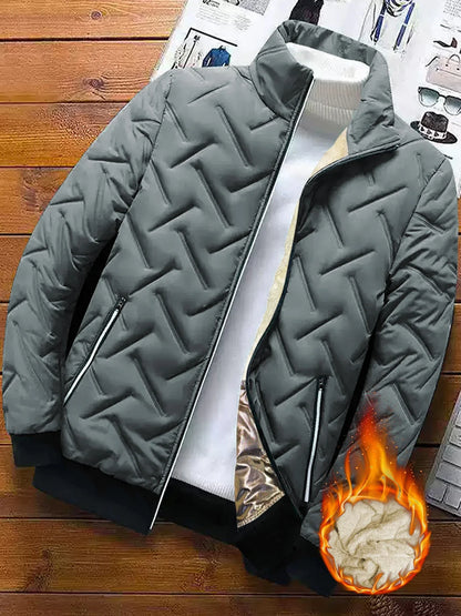 Men's Casual Stand-Up Collar Winter Jacket, Autumn and Winter Style Coat, Windproof, Cold-Proof, and Warm Top