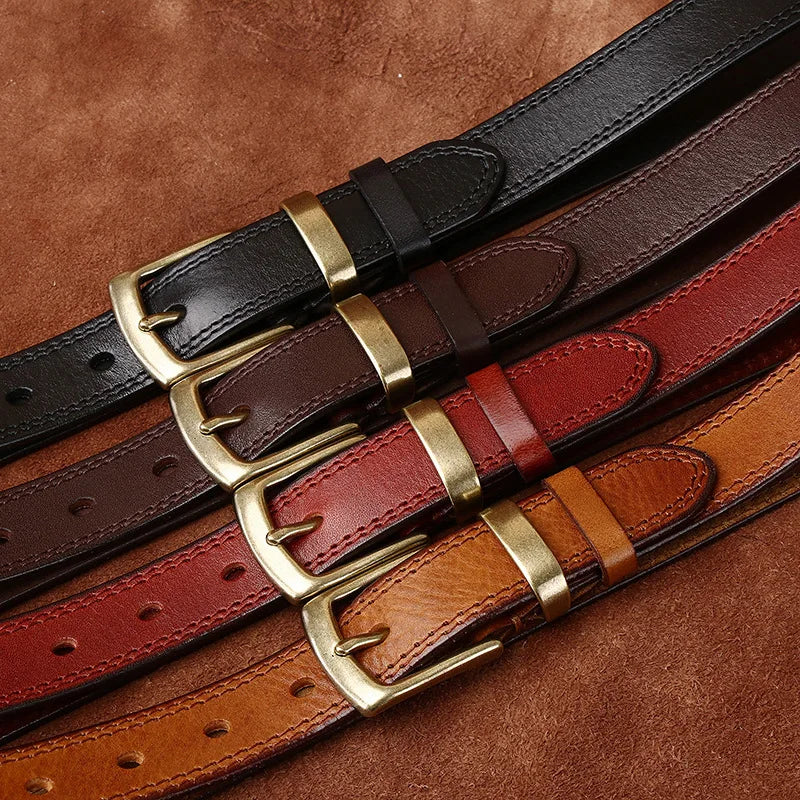 2.8CM Ladies Pure Cowhide High Quality Genuine Leather Belts for Women Needle Buckle Jeans Cowboy Waist Belt Luxury Designer