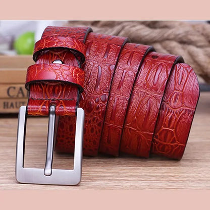 3.8CMNew Fashion Luxury Crocodile Skin Design men belt Genuine Leather Pin Buckle Alligator Jeans belts for Men's Cinto