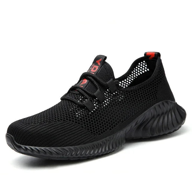 Work Boots Breathable Safety Shoes Men's Lightweight Summer Anti-Smashing Piercing Work Sandals Single Mesh Steel Toe Sneaker