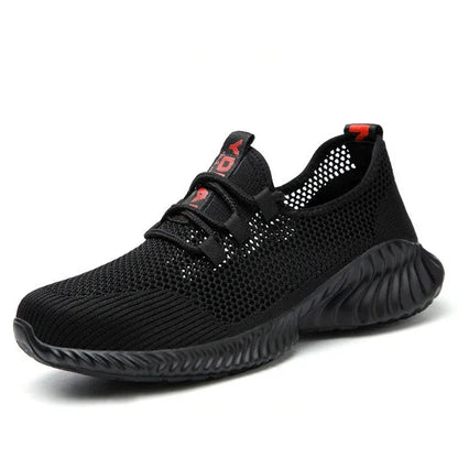 Work Boots Breathable Safety Shoes Men's Lightweight Summer Anti-Smashing Piercing Work Sandals Single Mesh Steel Toe Sneaker