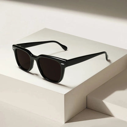 Black Acetate Sunglasses Vintage Rivet UV400 Non Polarized Lens Unisex High End Designer Sun Glasses Retro
