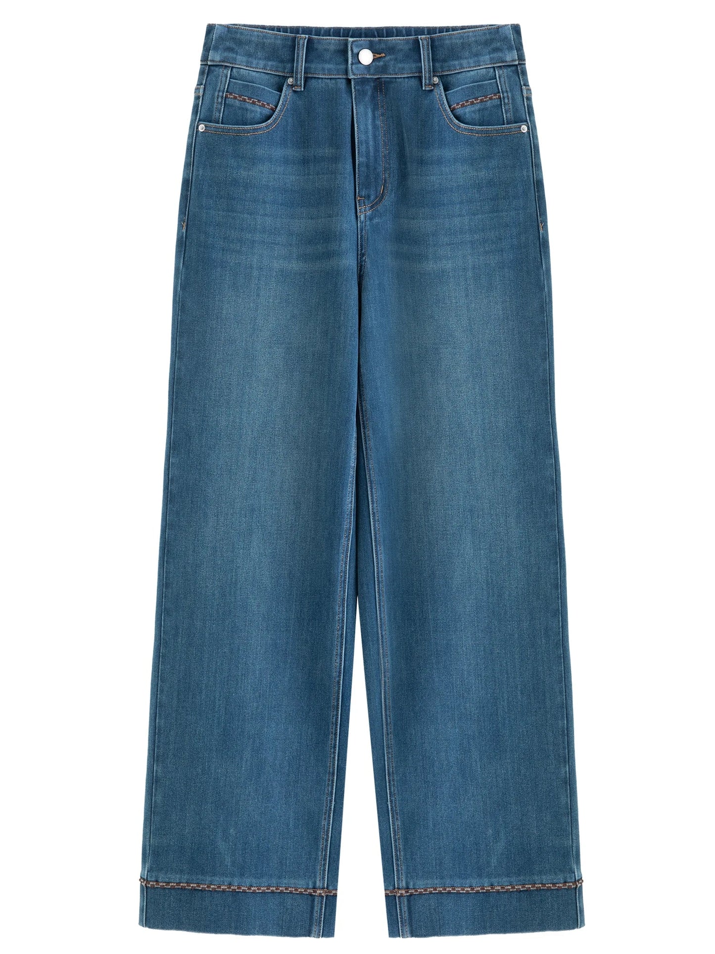 Double-length Jeans Women High-waisted Slim-fit Classic Straight Pants High Waist Elegant Office Lady Spring Trendy