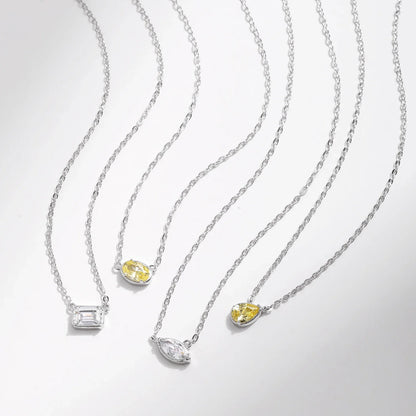 925 Sterling Silver Geometric Cubic Zirconia Pendant Necklace Fashion Stackable Asymmetrical Jewelry For Women Fine Gifts