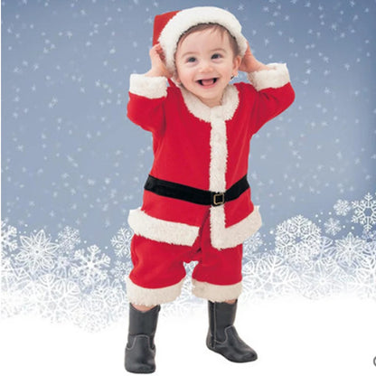 2025 Baby Girl Boy Christmas Costumes Red Santa Claus Suit Festival Halloween Cosplay Sets Christmas Baby Clothes