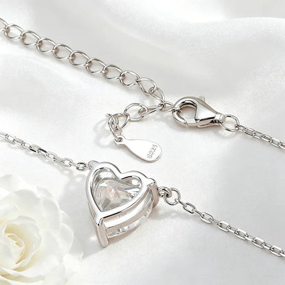 1CT 2CT 3CT Heart Cut Certified Moissanite Necklace for Women 18k Gold Plated Jewelry Sterling Silver S925 Pendant Chain