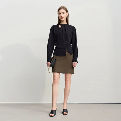 Mini Skirt 2026 Spring New Elegant Commuter Versatile Short Skirt A-Line Color-blocking Splicing Women's Clothing 12621021