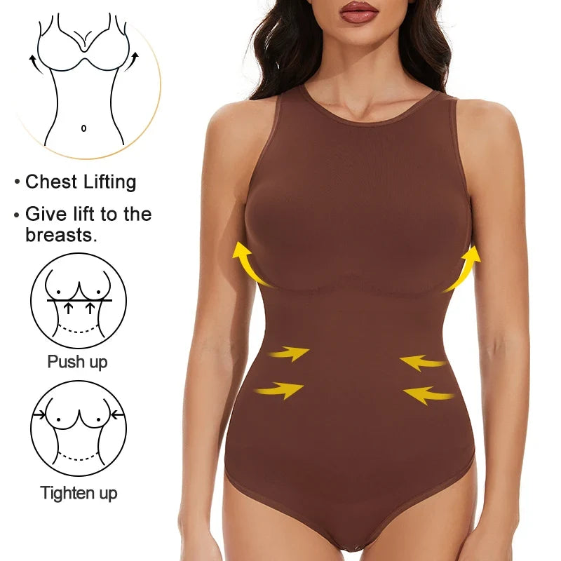 Bodysuits Sexy Sleeveless Crew Neck Shapewear Thong for womens Waist Trainer Tanks Tops Slim Tummy Control Body Shaper