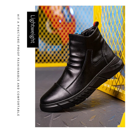 Fashion 2025 Black Leather Safety Work Shoes for Men Indestructible Steel Toe Cap Anti Nail Anti Slip Male Boots Footwear