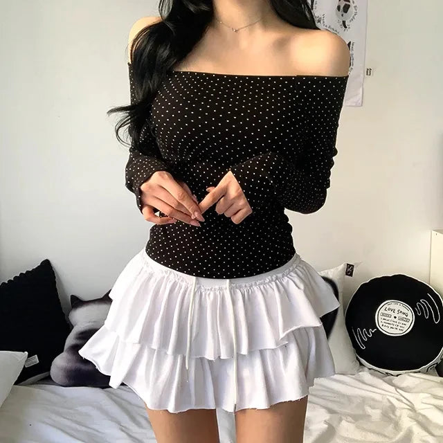 Summer 2025 Casual High Waist Fluffy Skirt Women's f-length Baked Cake Skirt with Fringe Versatile Cotton 00% Skirt