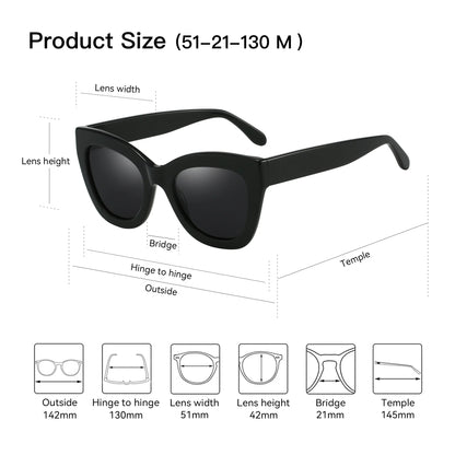 Handmade Acetate Polarized Sunglasses Fashion Square Shade UV400 Protection Sun Glasses for Women