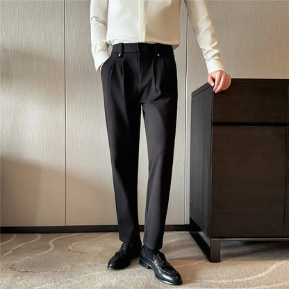 Autumn Winter Thicken Elastic Waist Casual Warm Pants Men High Quality Fashion Slim Social Party Dress Trousers Men's Clothing