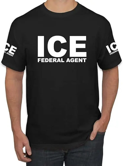 ICE Immigration Police, Fedral Agent Customs Enforcement Political Men's Novelty T-Shirt Humor Funny Letters Printed Saying Tee
