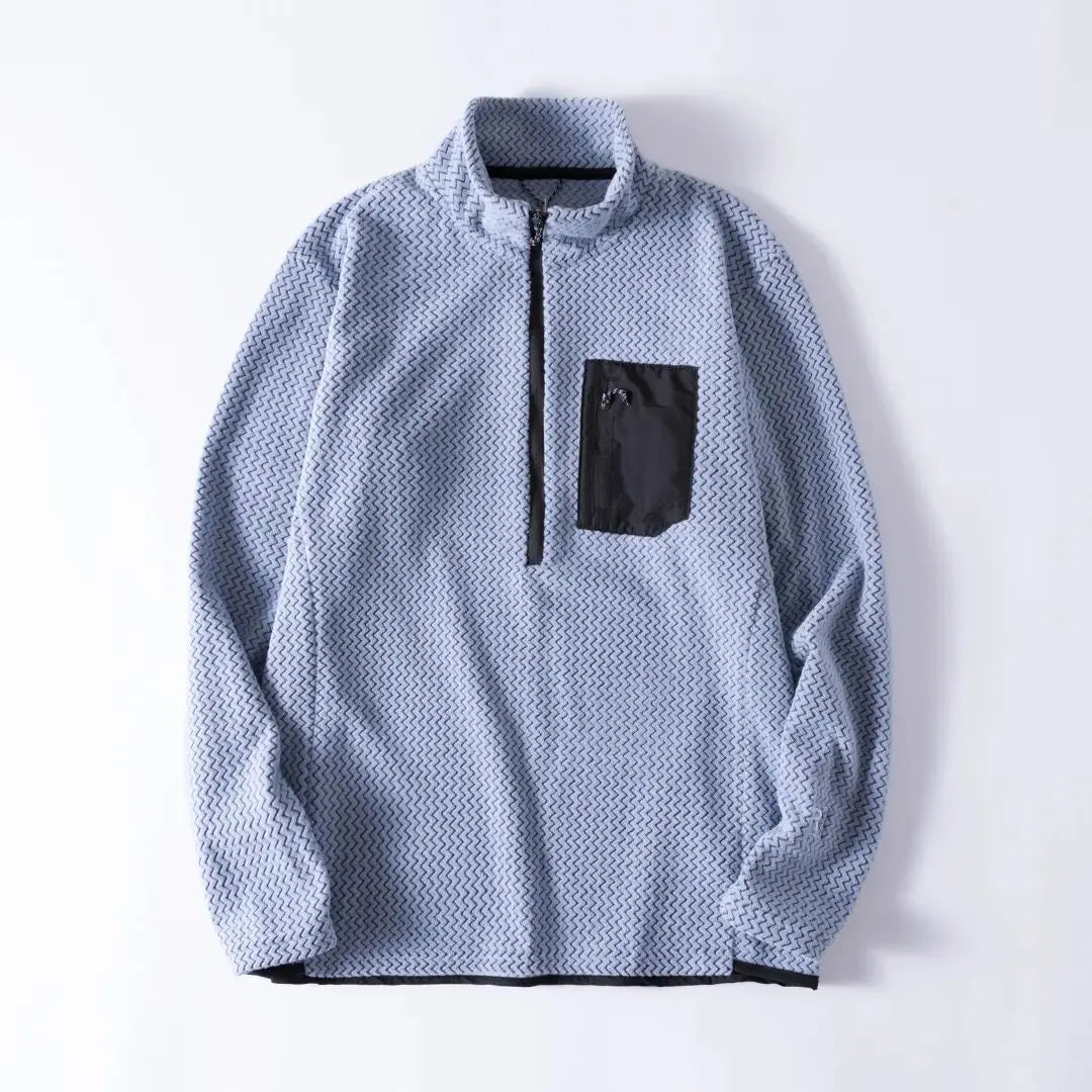 New Comfortable and Thick Men's and Women's Sports Semi-zipper Fleece Sweatshirt with Wavy Fleece and Long-sleeved Sweatshirt