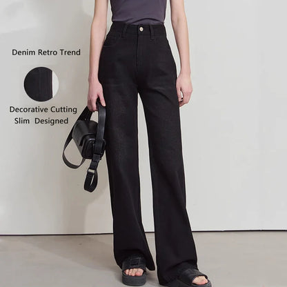 Minimalism Women Jeans 2025 Autumn Vintage Denim Pants Loose Wide Leg Pants Woman Casual Pants Female Trousers 12551002
