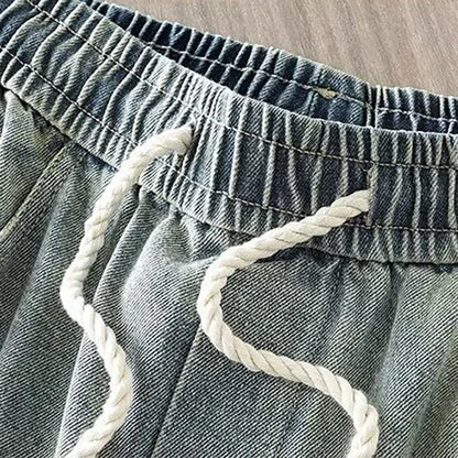 Korean High Street Retro Men'S Jeans Pleated Patchwork Paratroopers Autumn And Winter Loose Casual Straight Leg Pants